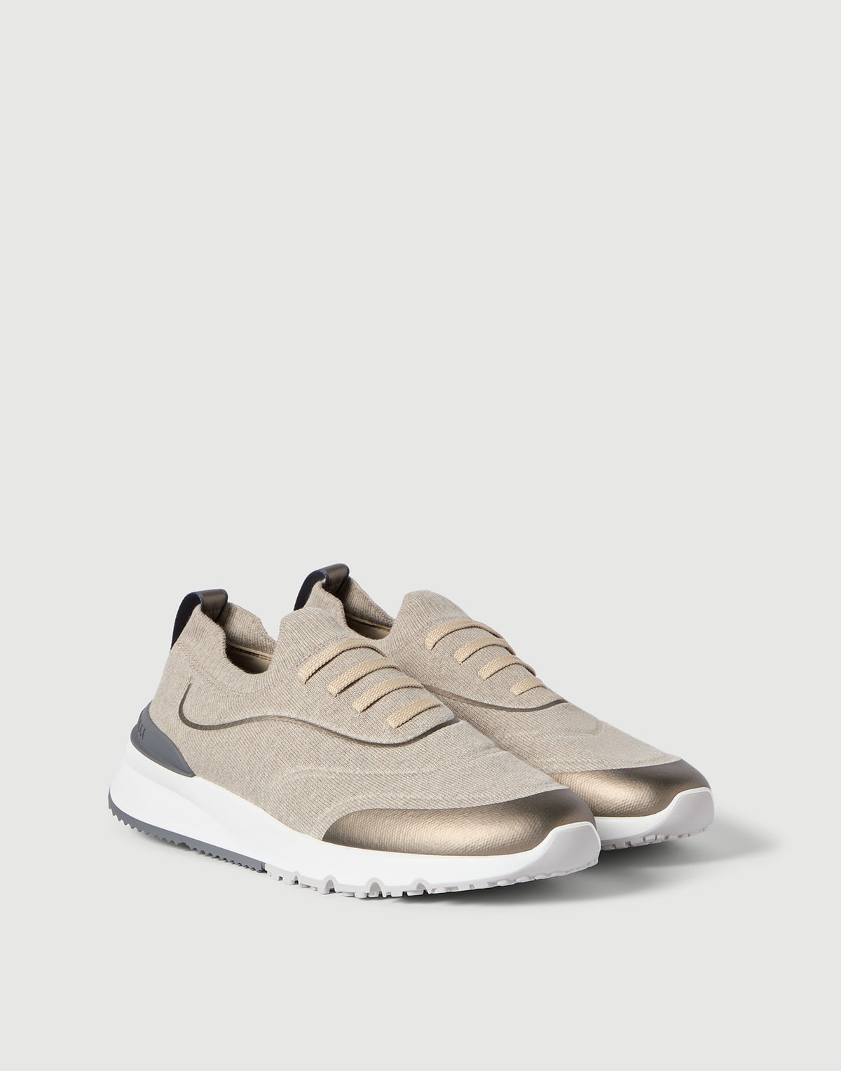 Brunello Cucinelli Knit Runners with Heat-Bonded Details Beige