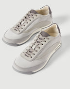 Brunello Cucinelli Fabric and Nubuck Sneakers Light Grey