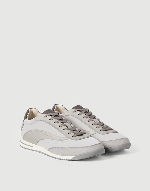 Brunello Cucinelli Fabric and Nubuck Sneakers Light Grey
