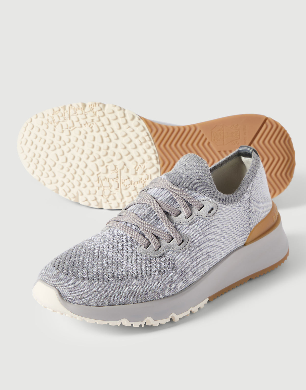 Brunello Cucinelli Cotton Chiné Knit Runners Grey