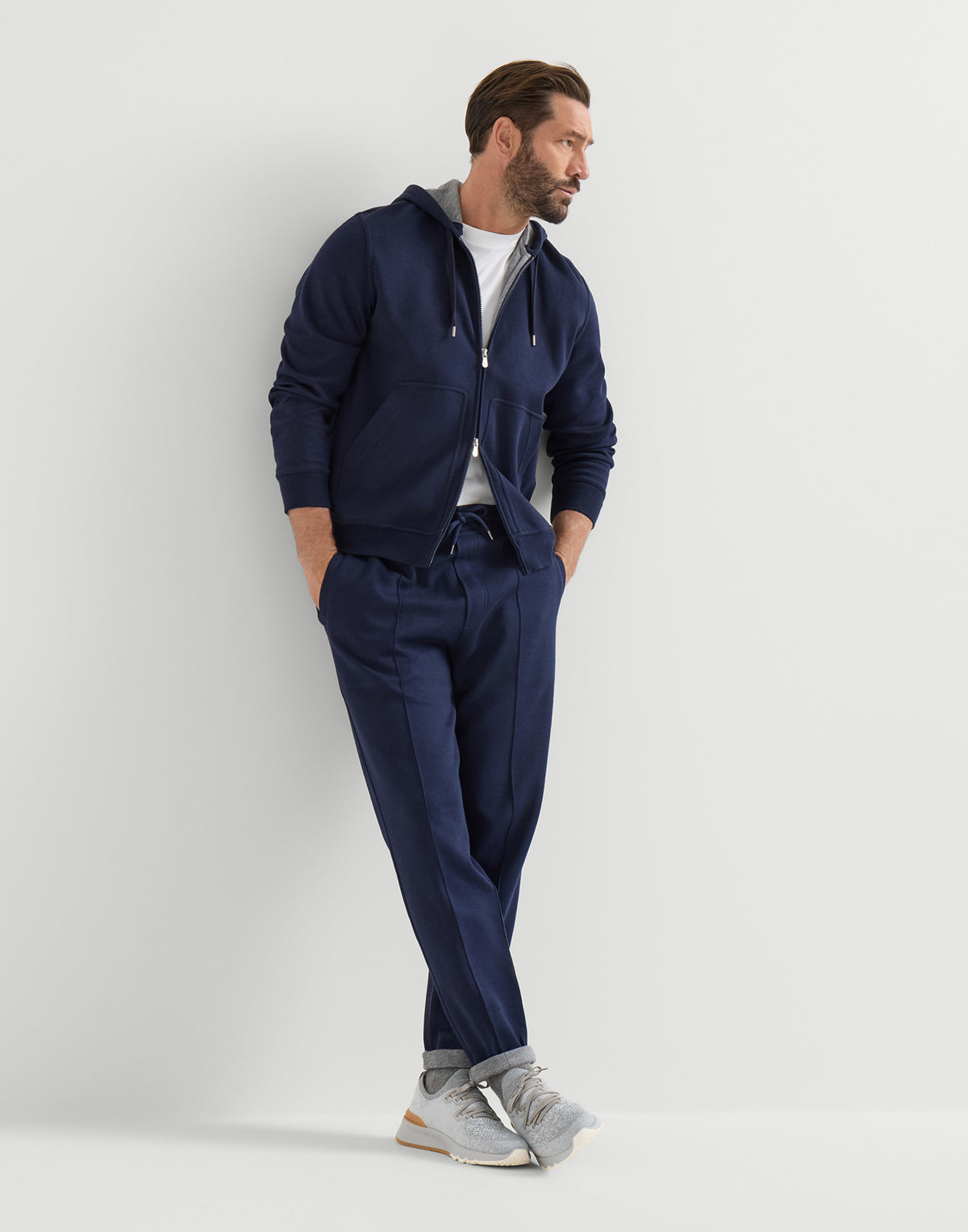 Brunello Cucinelli Cotton Chiné Knit Runners Grey