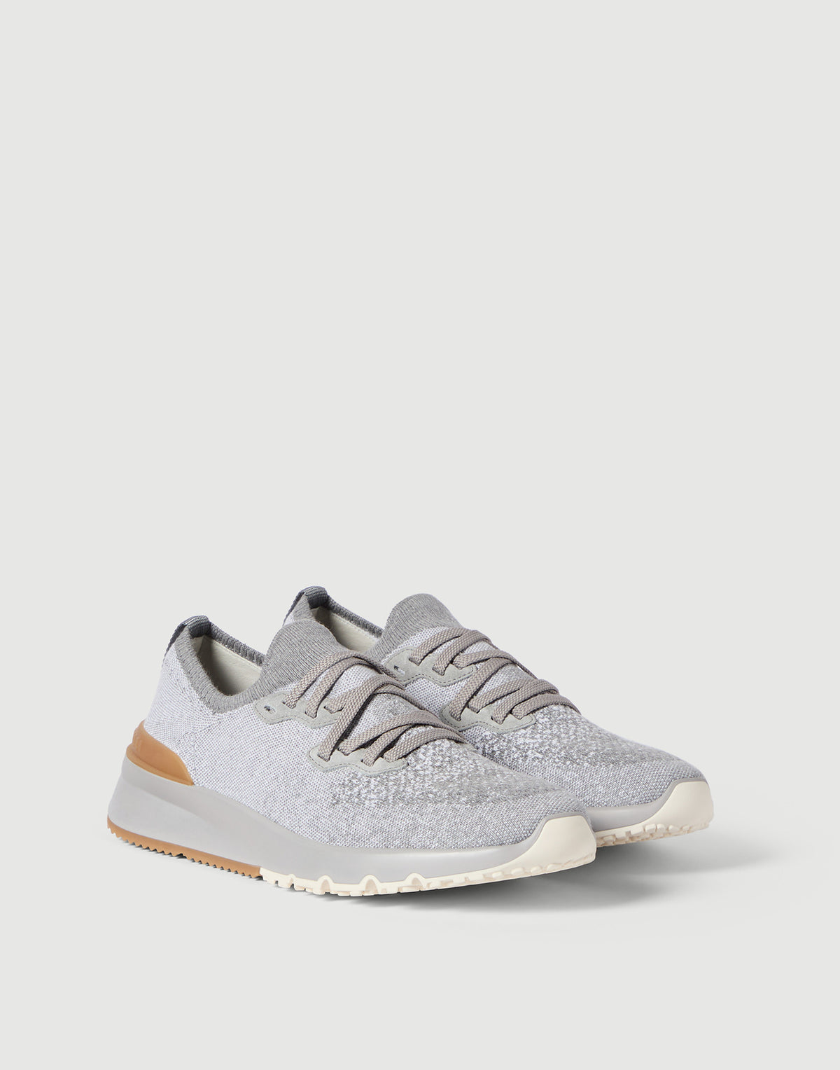 Brunello Cucinelli Cotton Chiné Knit Runners Grey