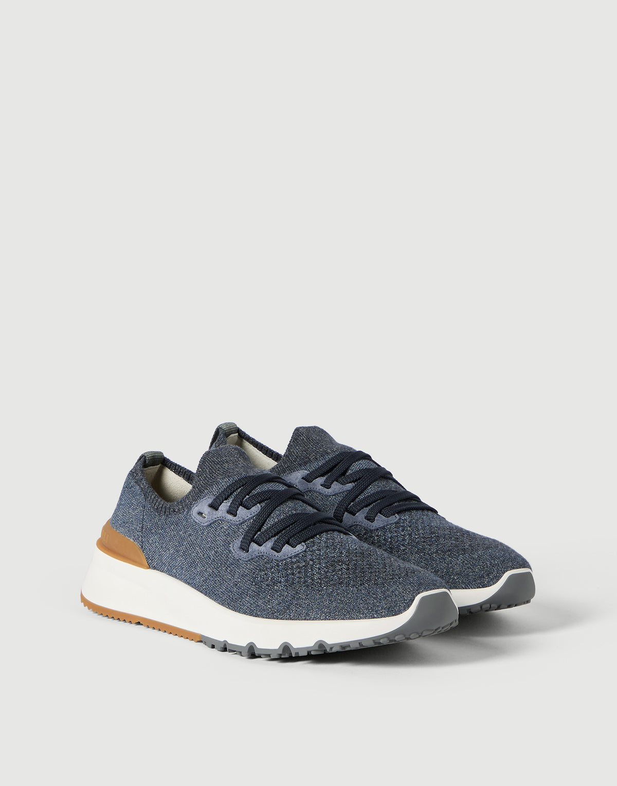 Brunello Cucinelli Cotton Chiné Knit Runners Blue