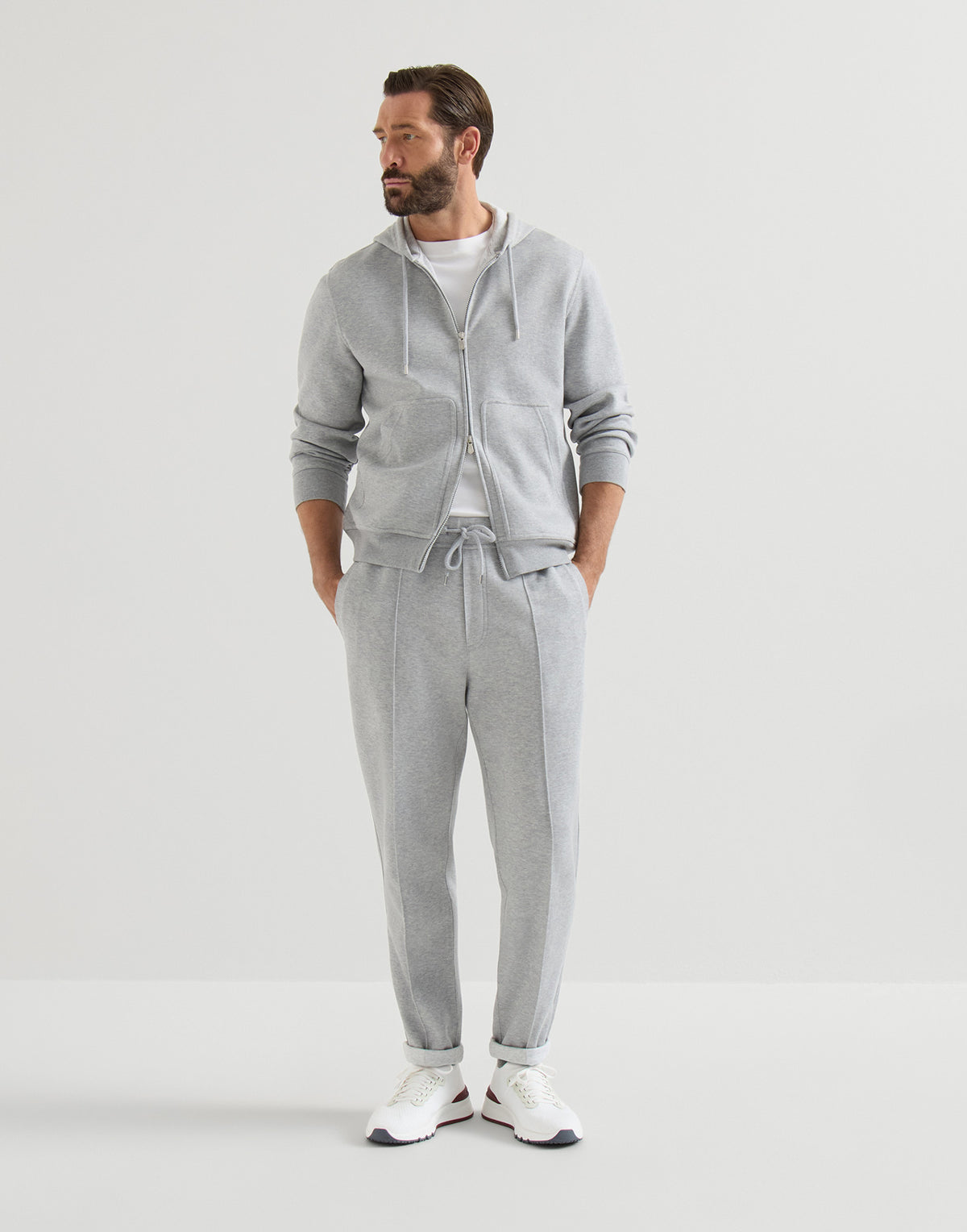 Brunello Cucinelli Cotton and Calfskin Runners White
