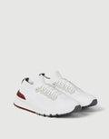 Brunello Cucinelli Cotton and Calfskin Runners White