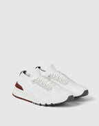 Brunello Cucinelli Cotton and Calfskin Runners White