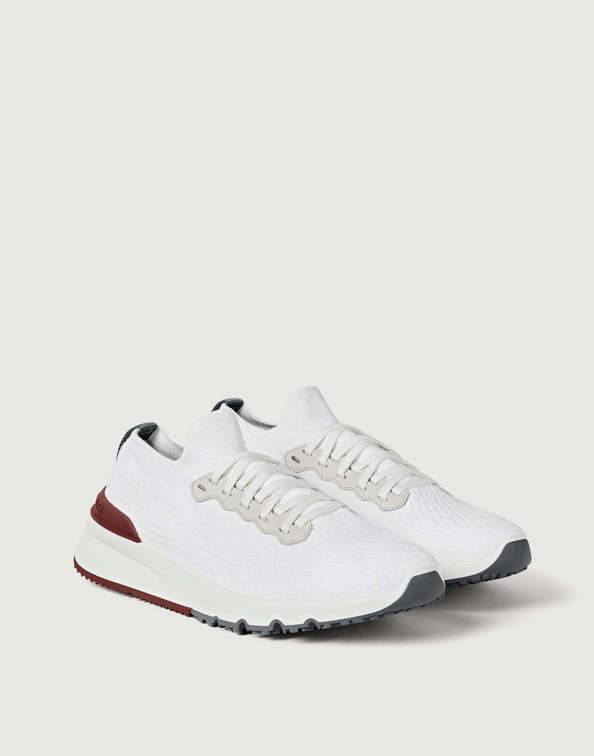 Brunello Cucinelli Cotton and Calfskin Runners White