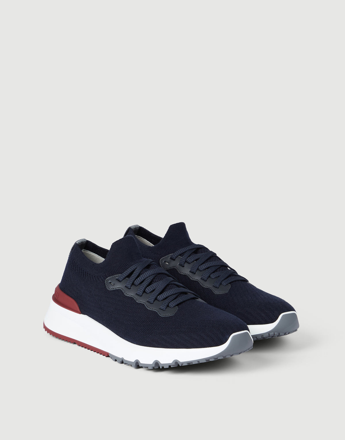 Brunello Cucinelli Cotton and Calfskin Runners Blue