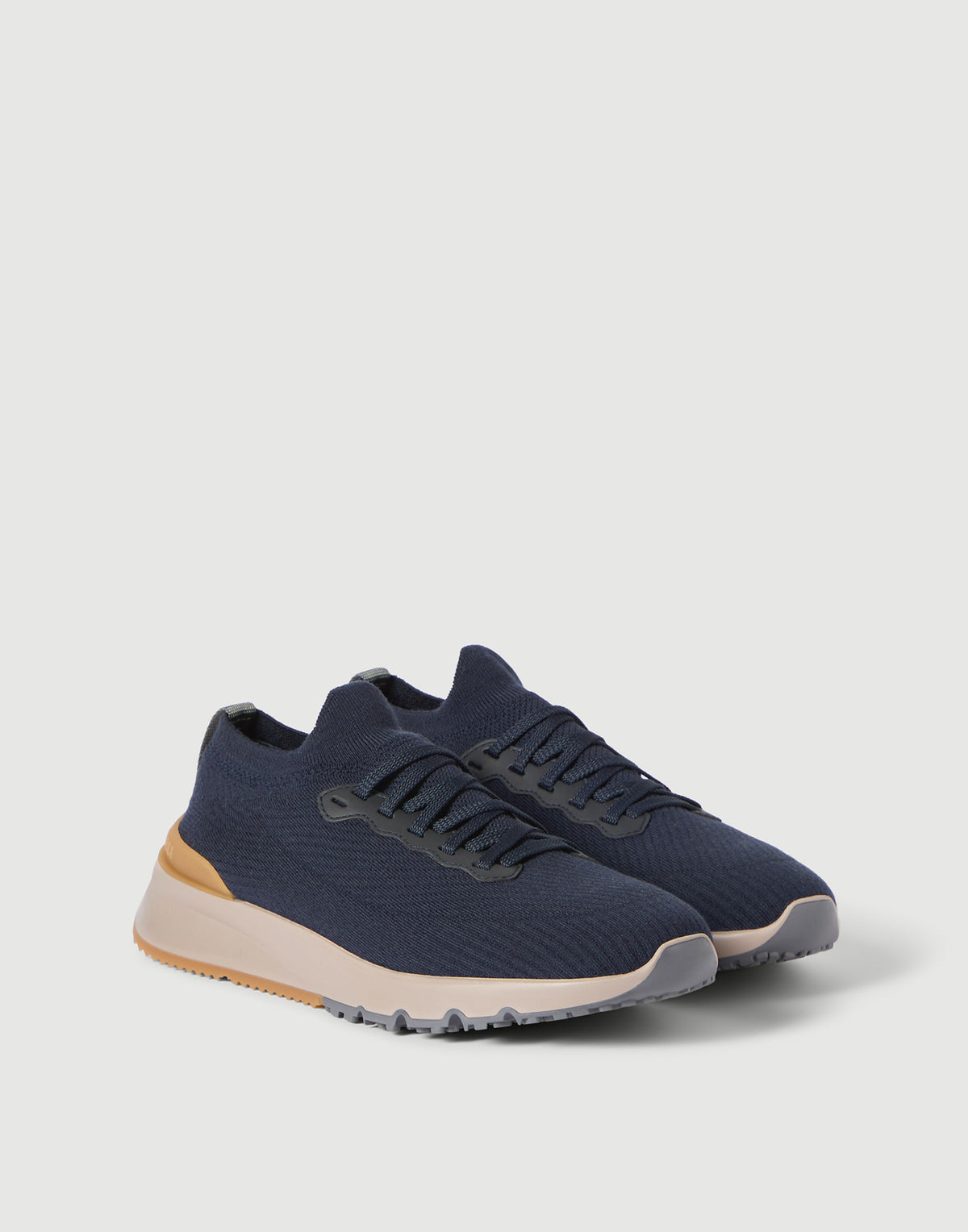 Brunello Cucinelli Wool Knit Runners Navy Blue