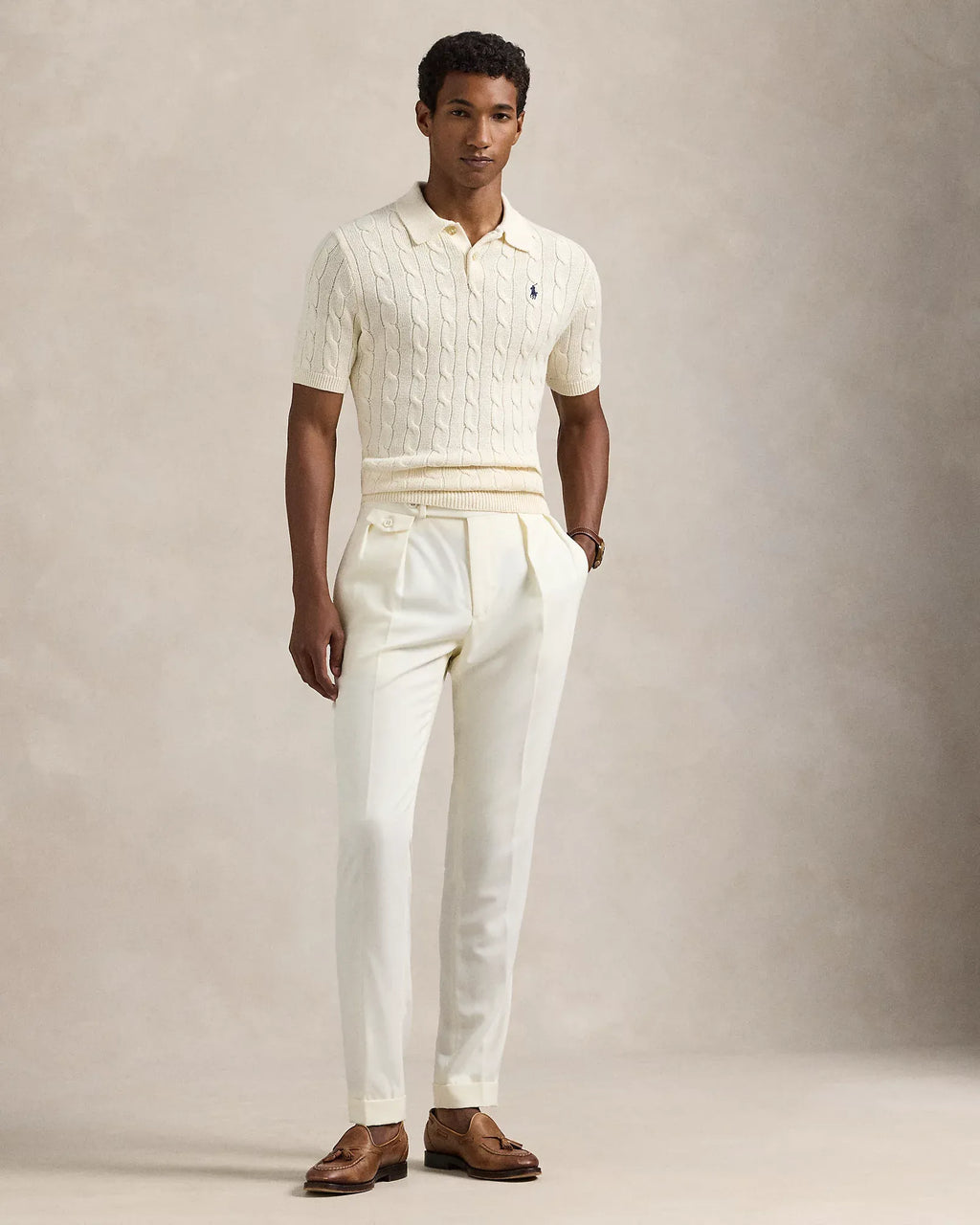 Cable-Knit Cotton Polo