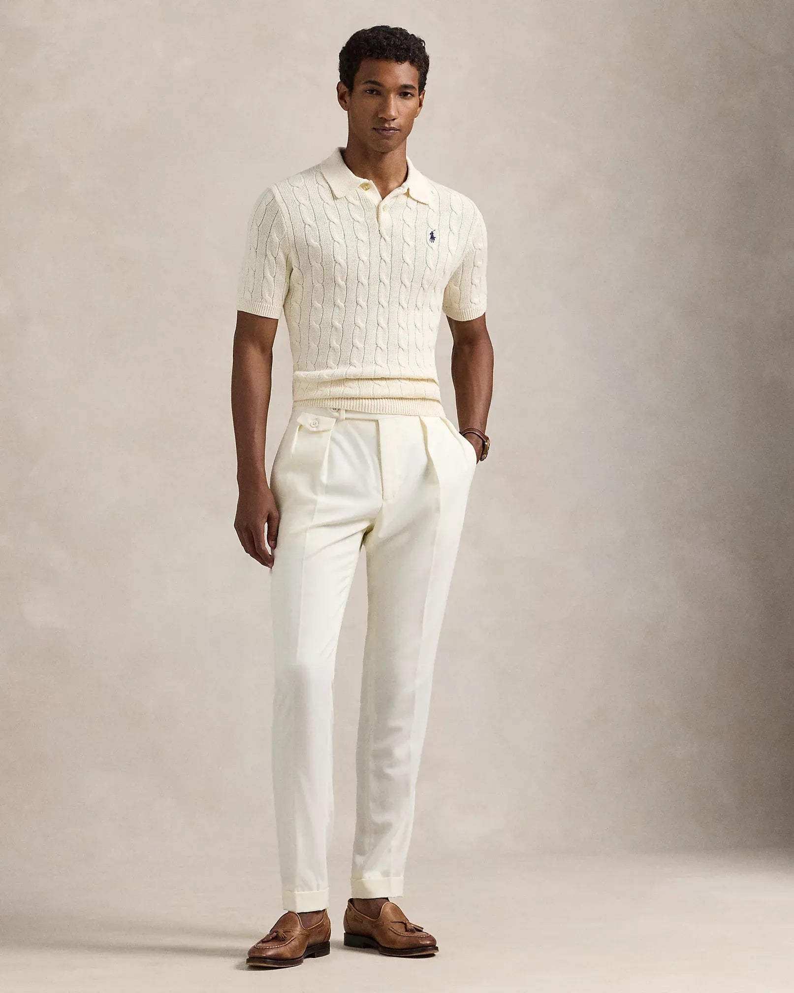 Cable-Knit Cotton Polo