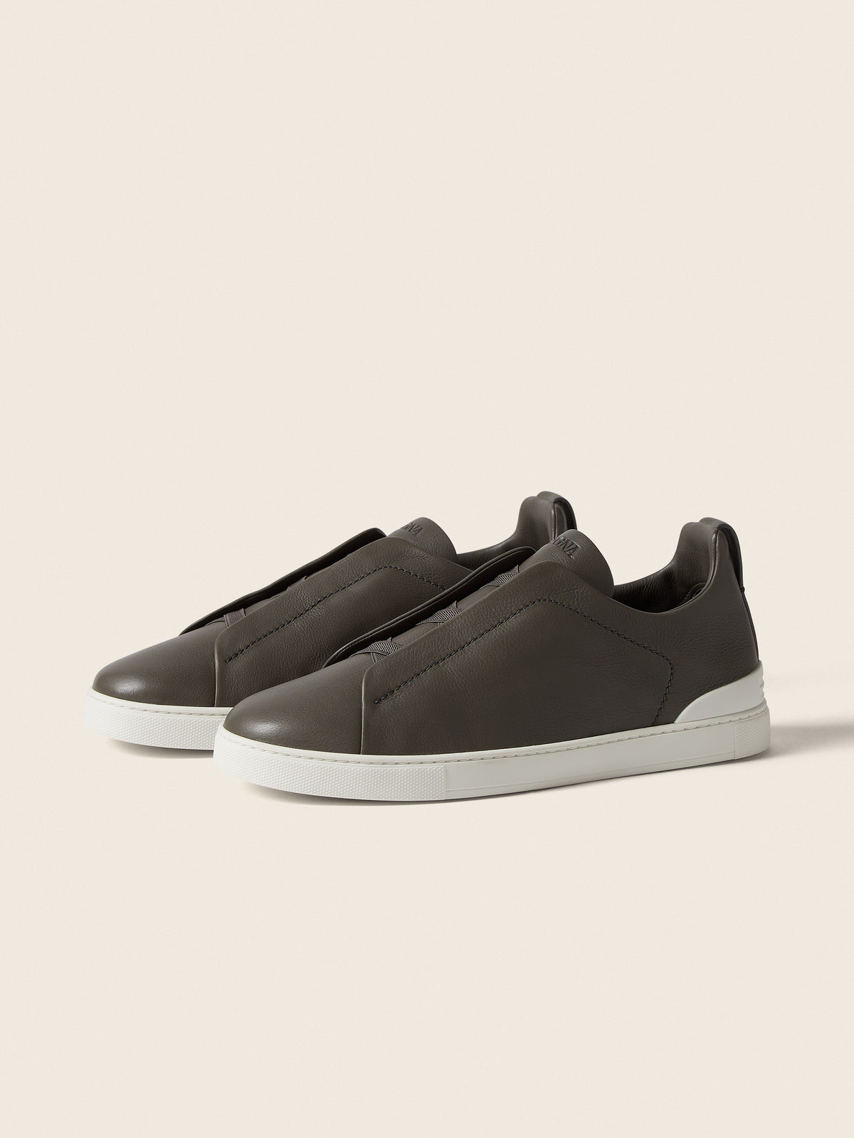 Zegna Triple Stitch SECONDSKIN Sneaker in Dark Taupe