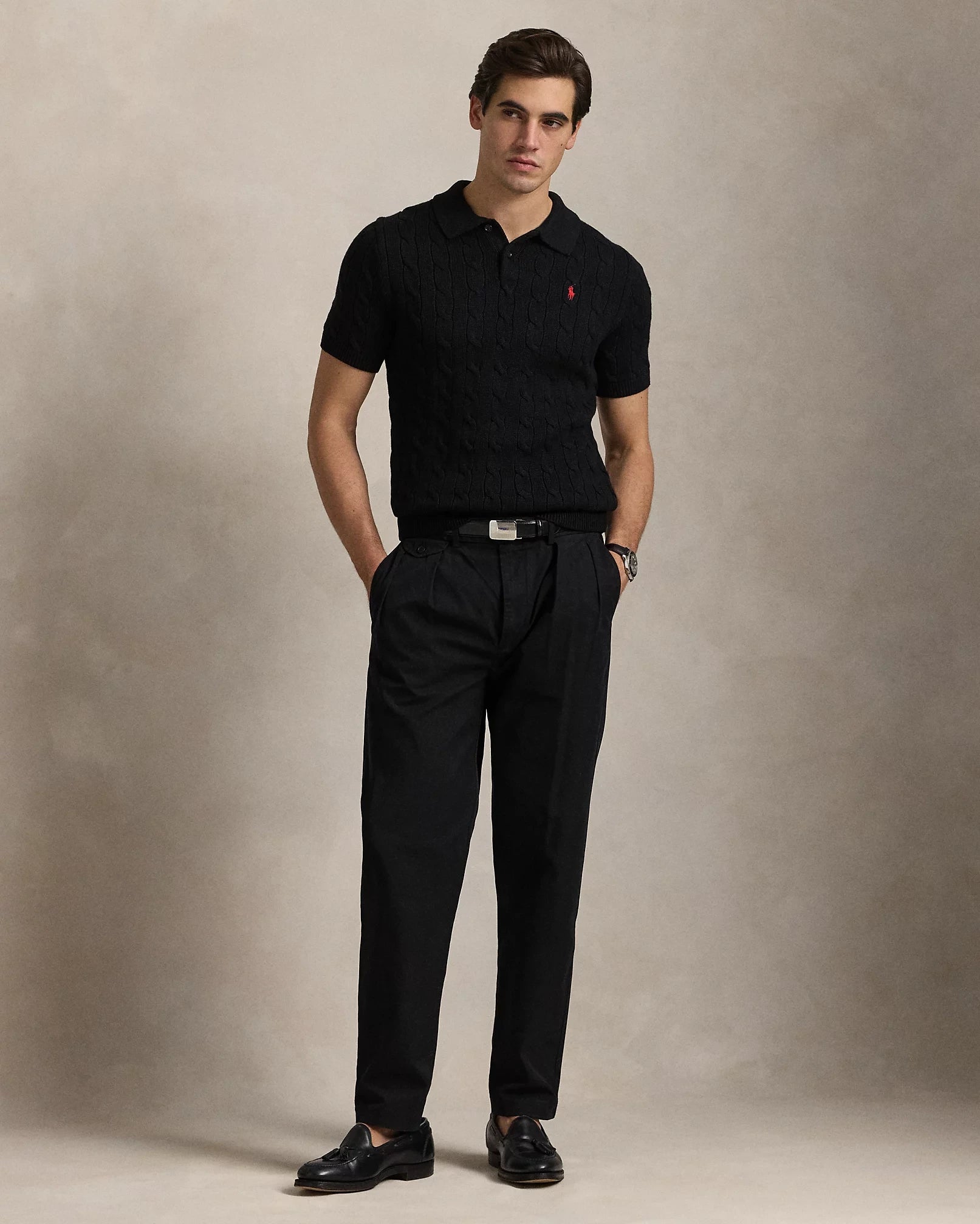 Cable-Knit Cotton Polo