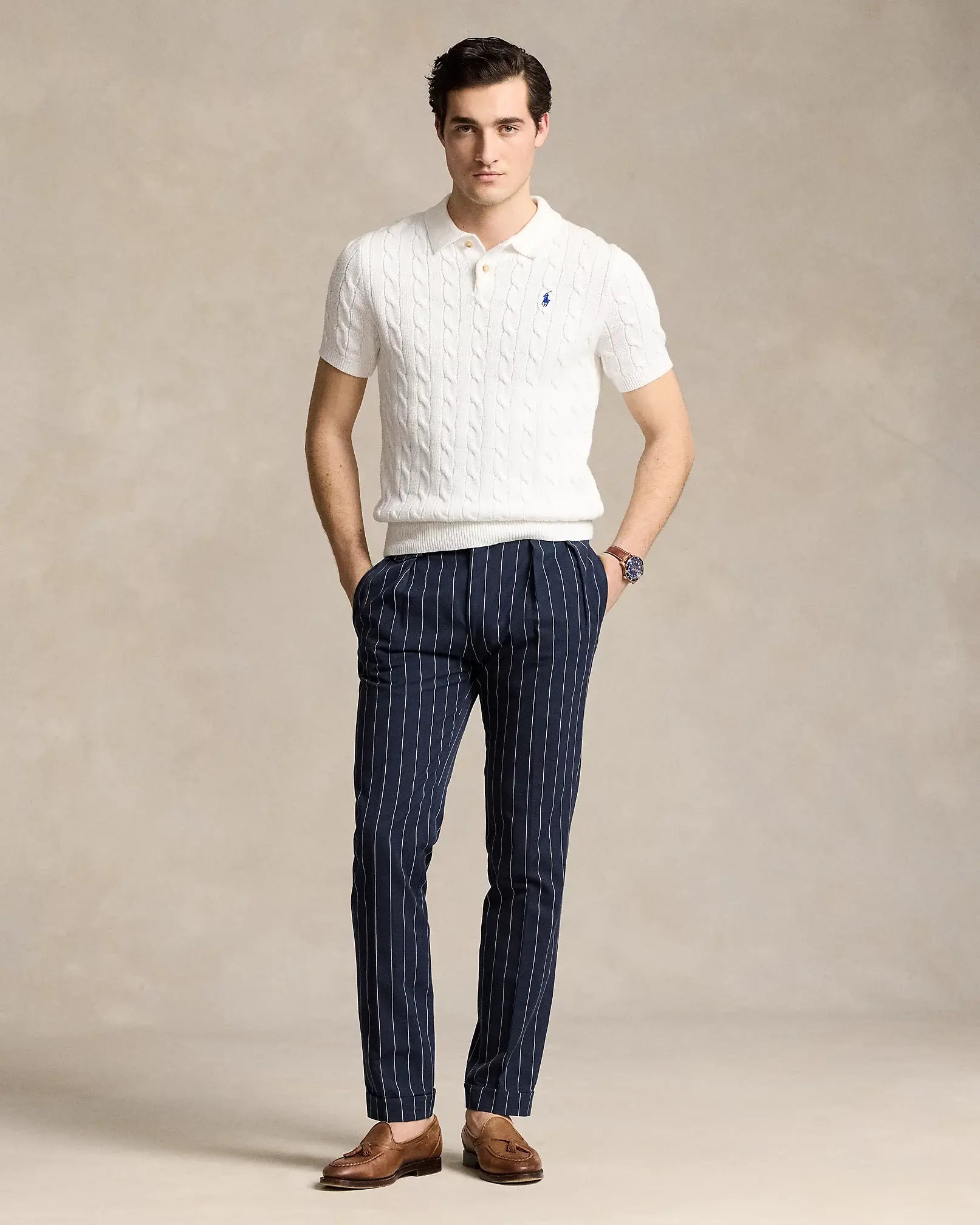 Cable-Knit Cotton Polo
