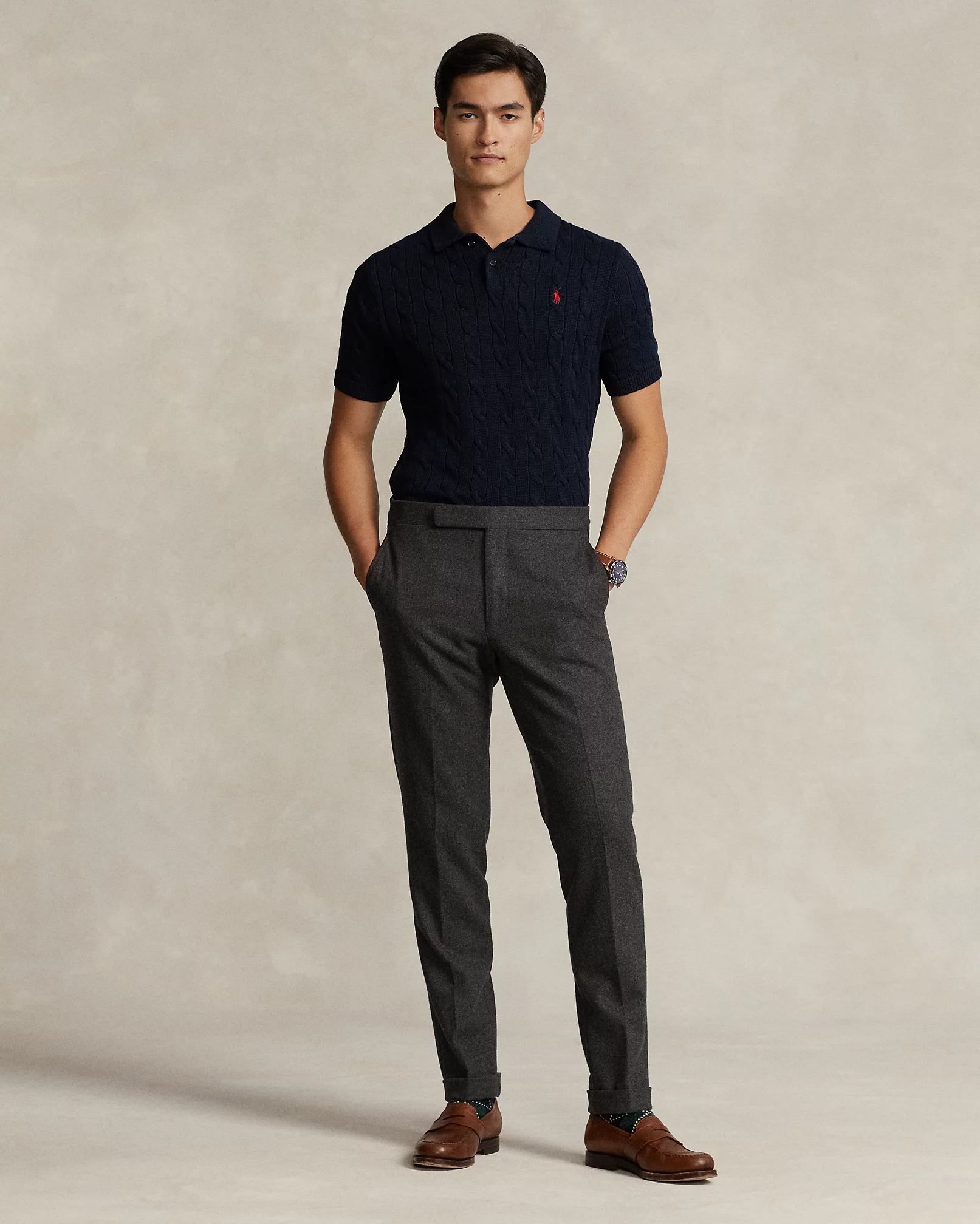 Cable-Knit Cotton Polo