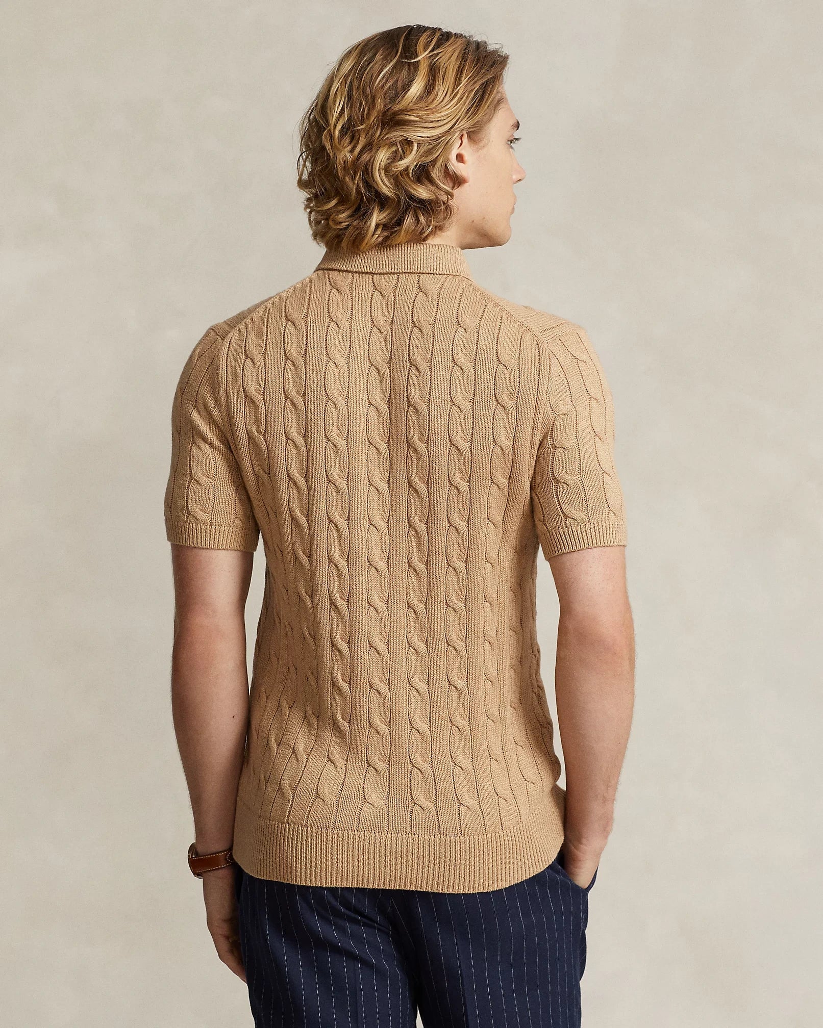 Cable-Knit Cotton Polo