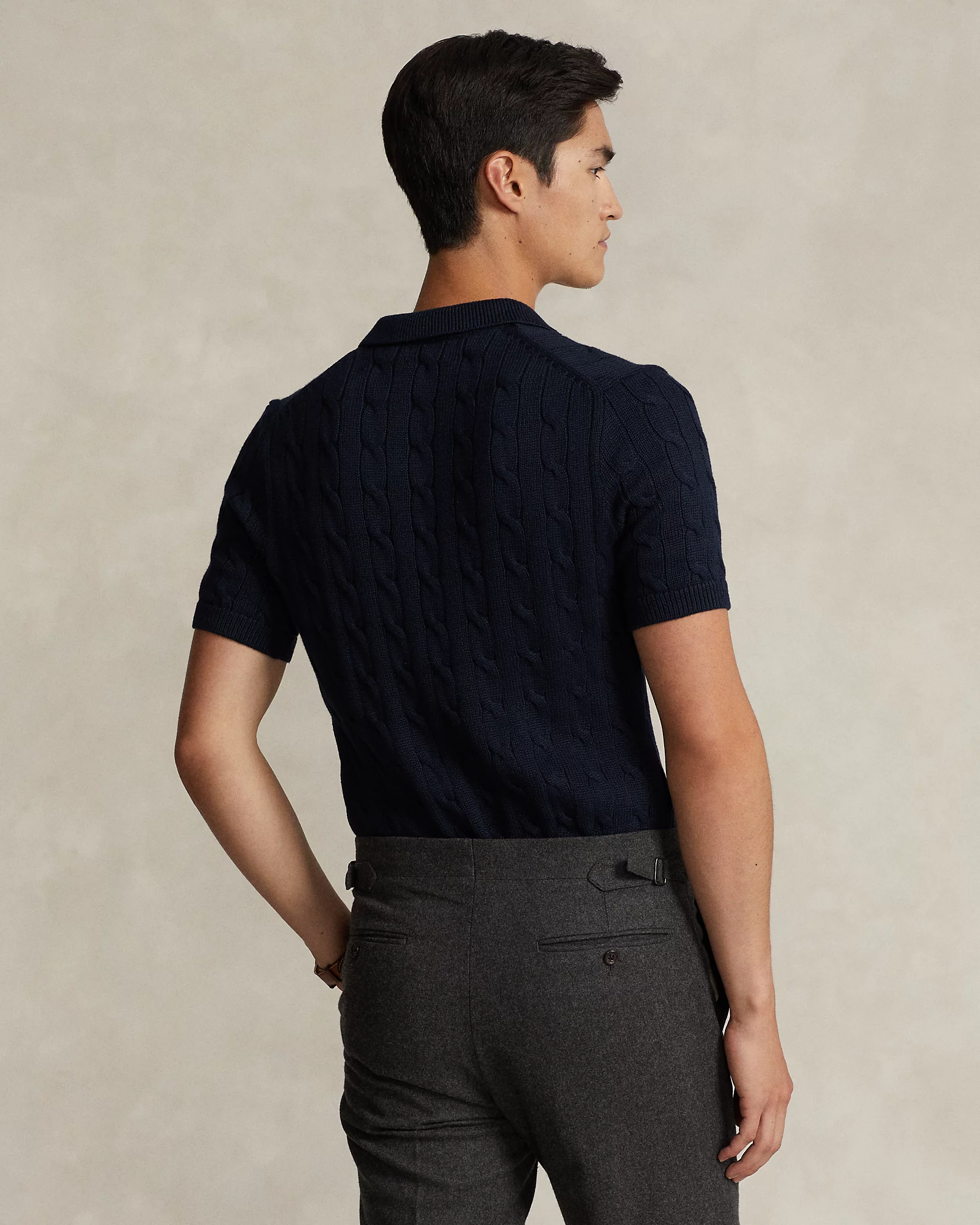 Cable-Knit Cotton Polo