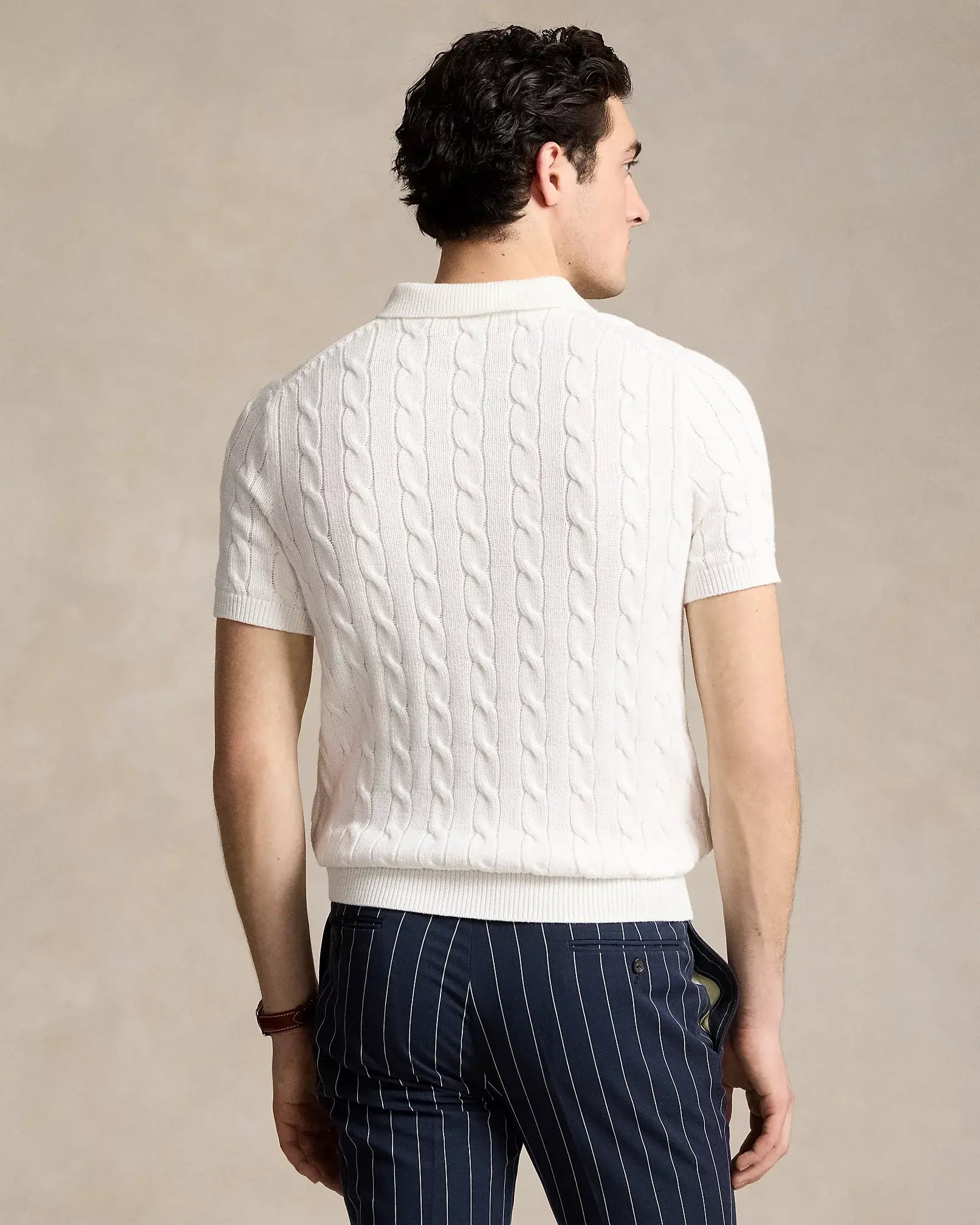 Cable-Knit Cotton Polo