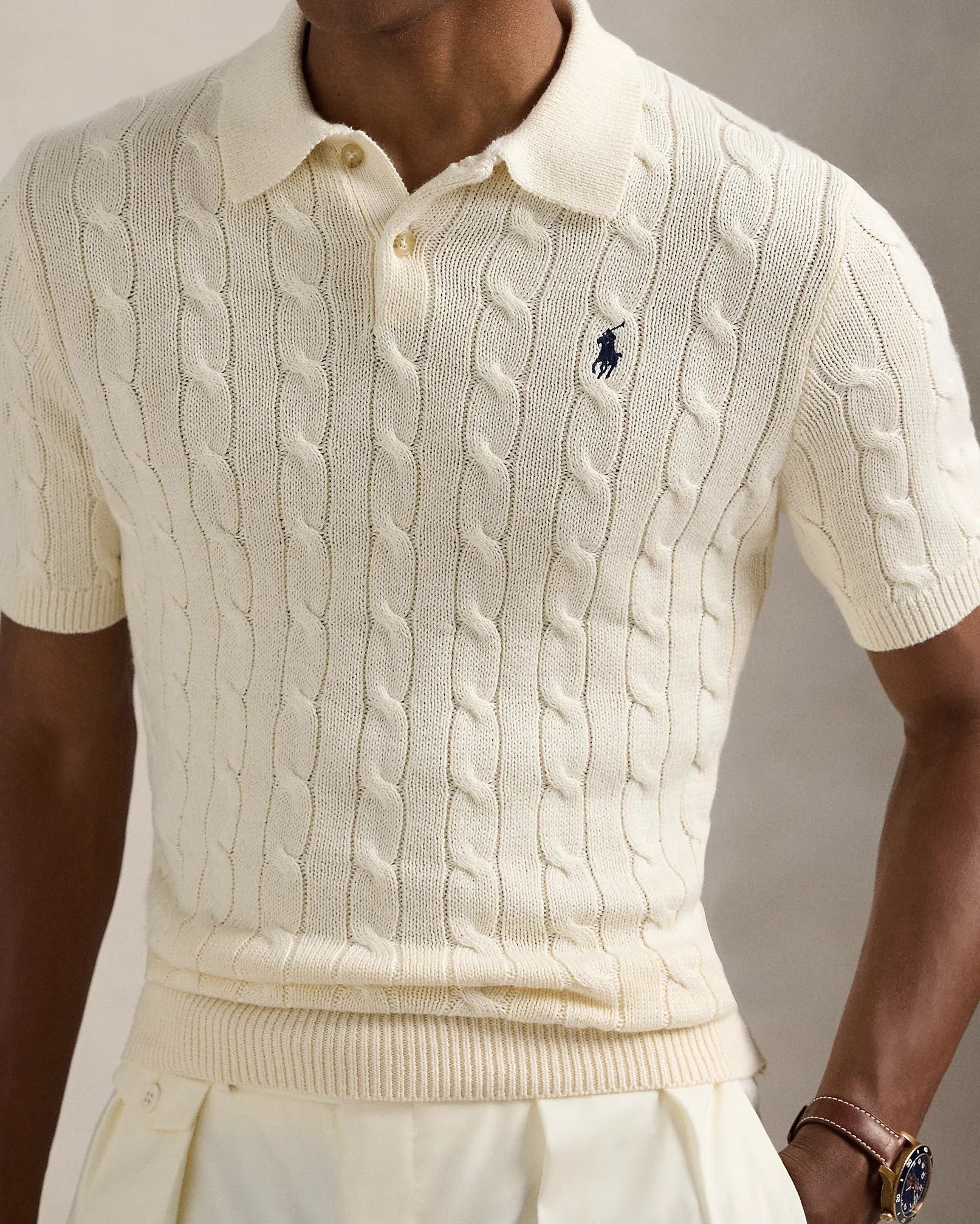 Cable-Knit Cotton Polo