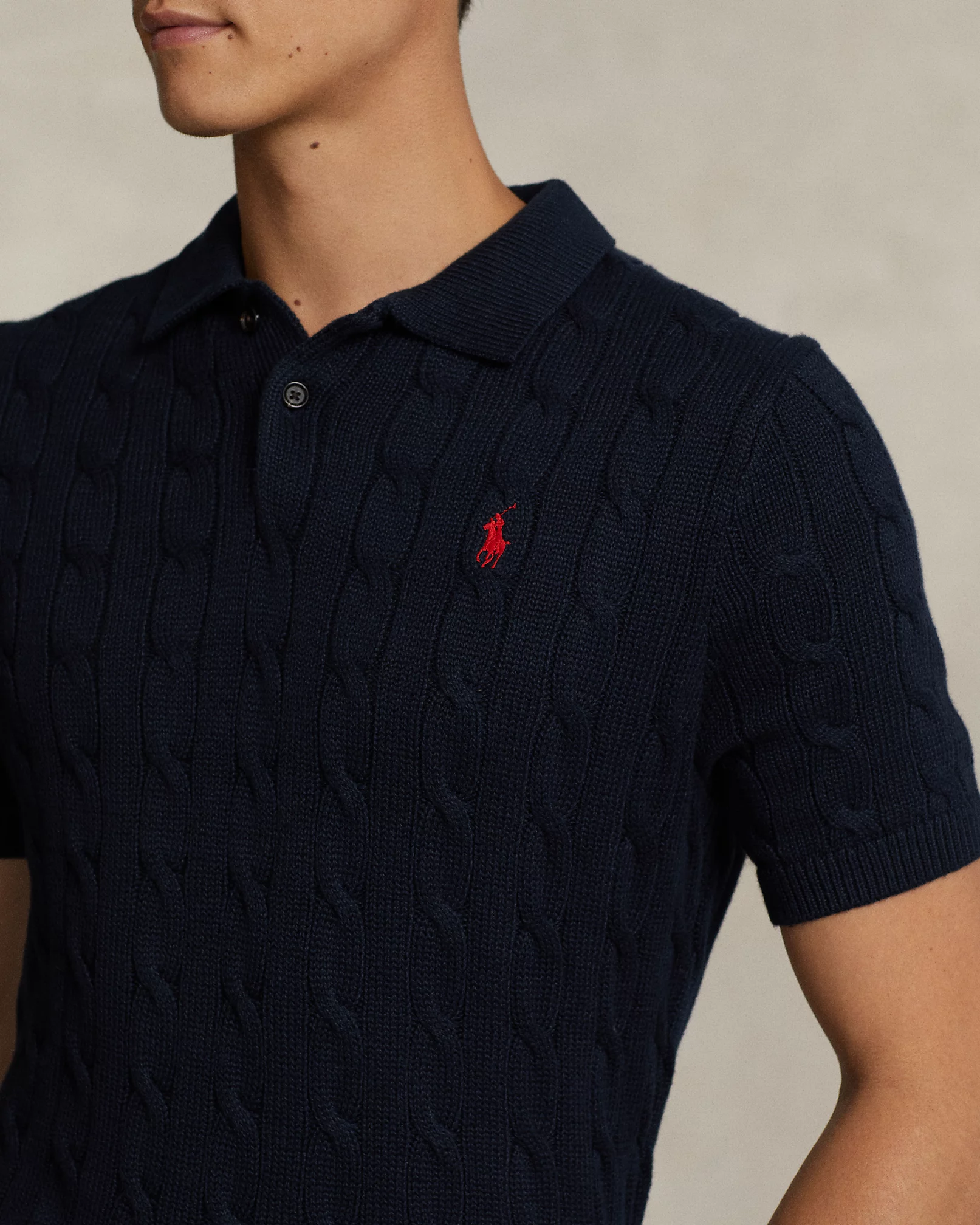 Cable-Knit Cotton Polo