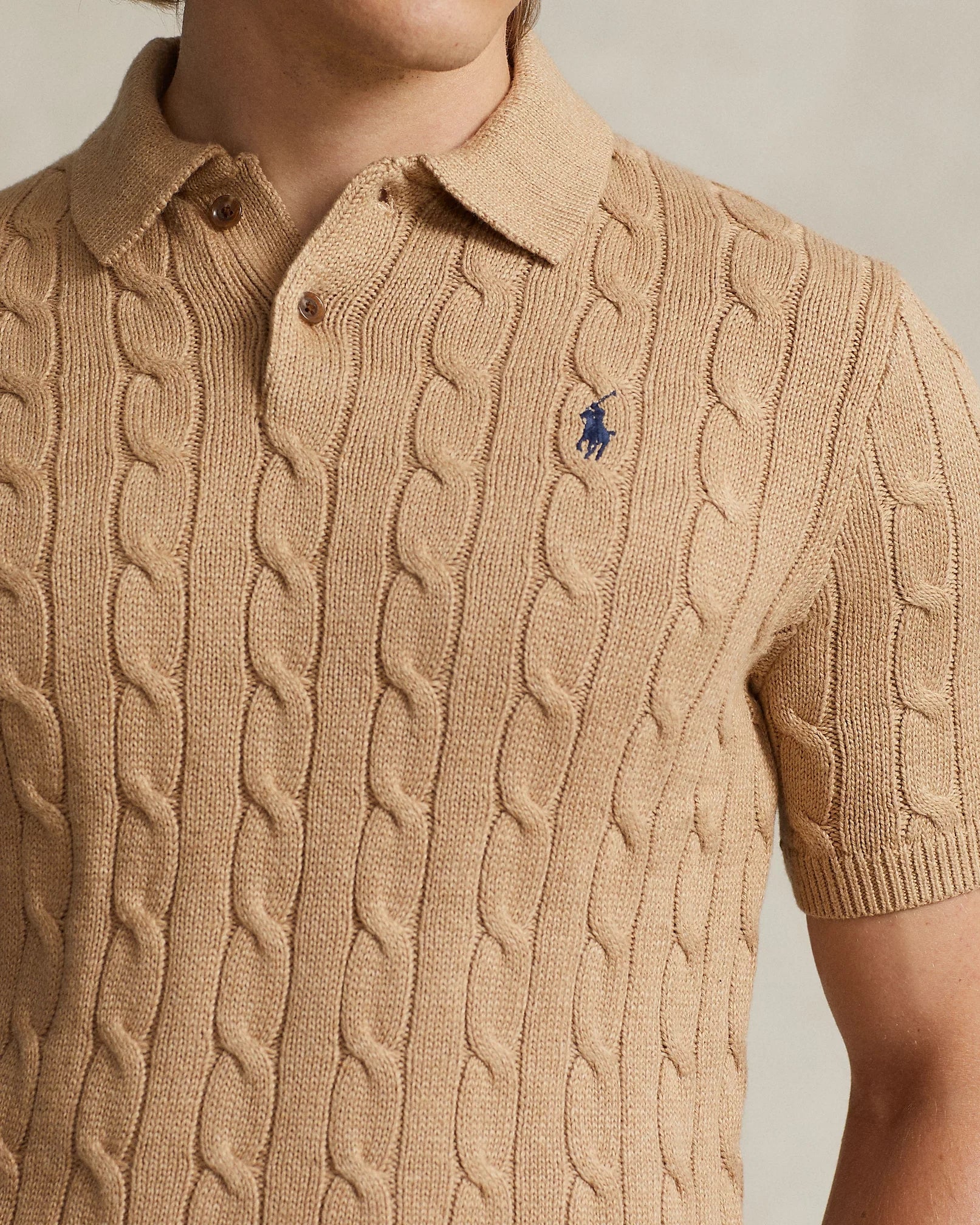 Cable-Knit Cotton Polo