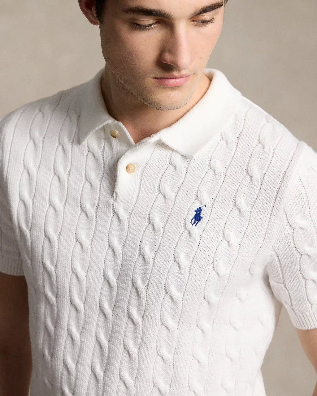 Cable-Knit Cotton Polo