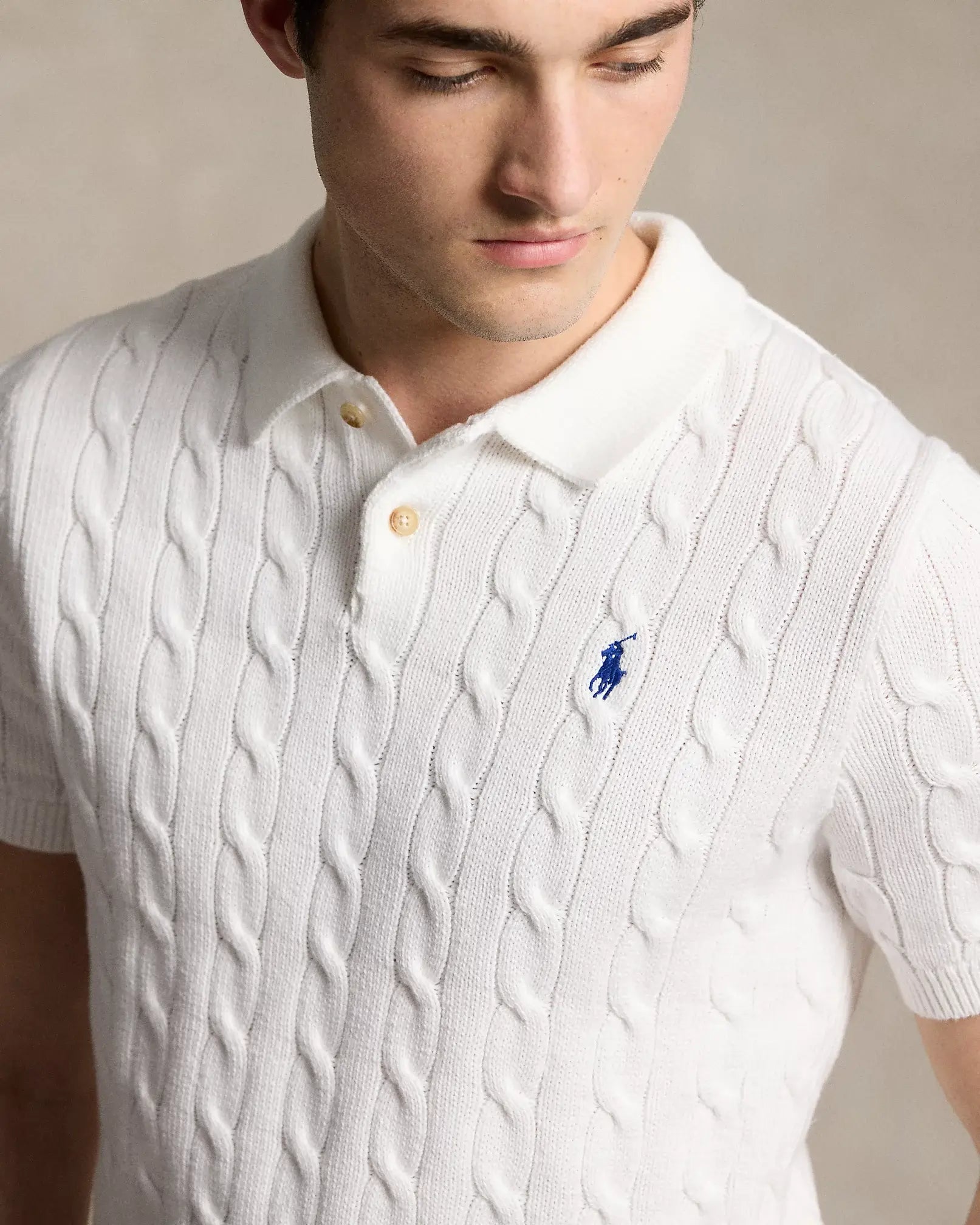 Cable-Knit Cotton Polo