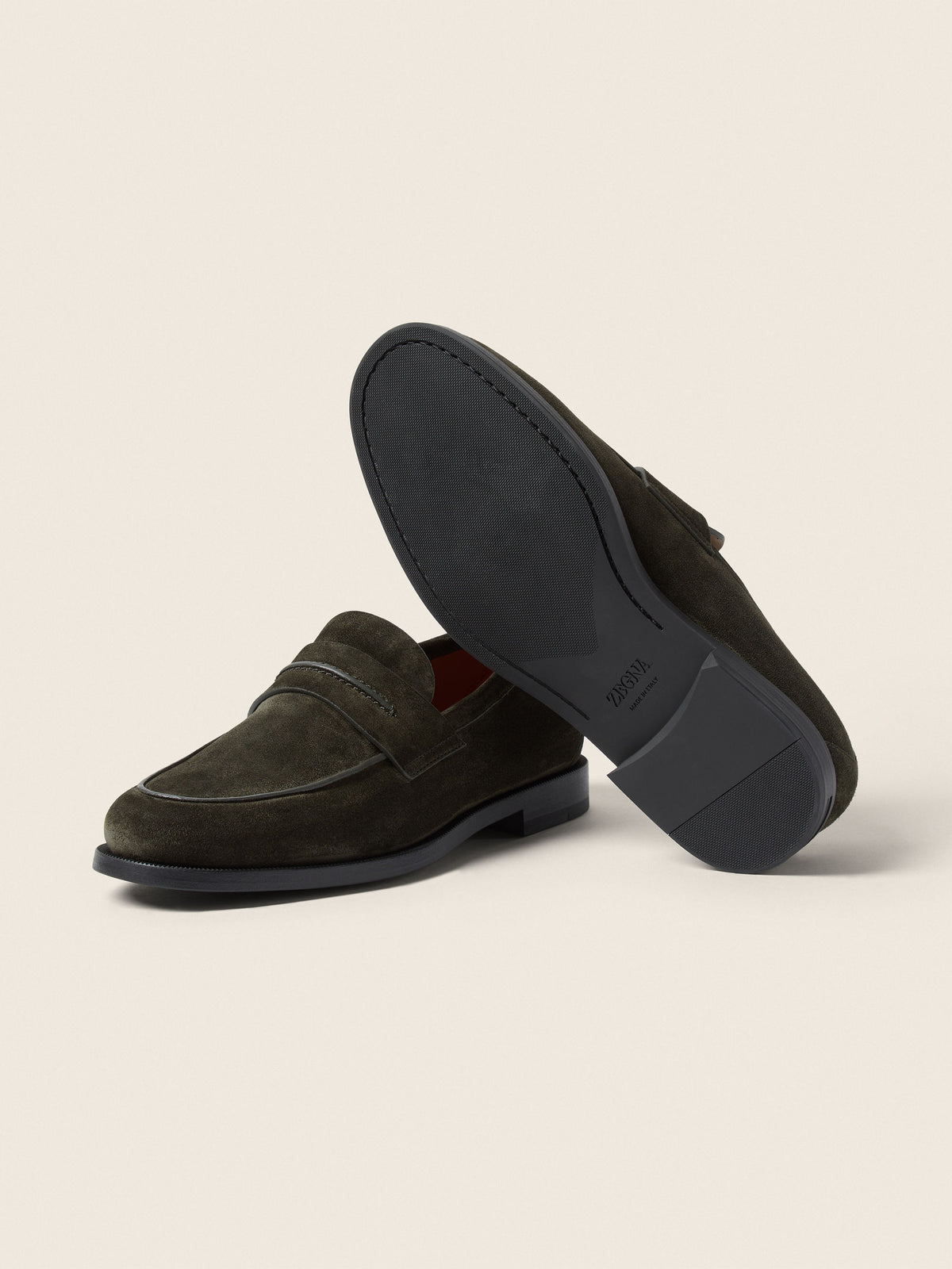 Zegna Mocassin Corso Loafer Dark Olive Green, view 6