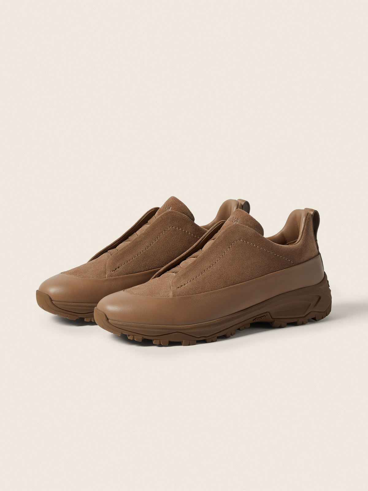 Zegna Triple Stitch Monte Sneaker Dark Beige
