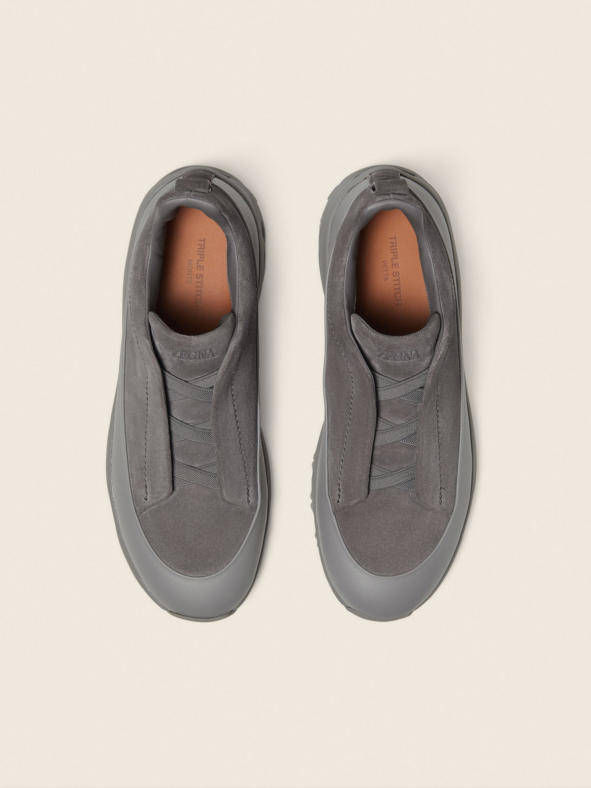 Zegna Triple Stitch Monte Sneaker Grey Mélange, view 3