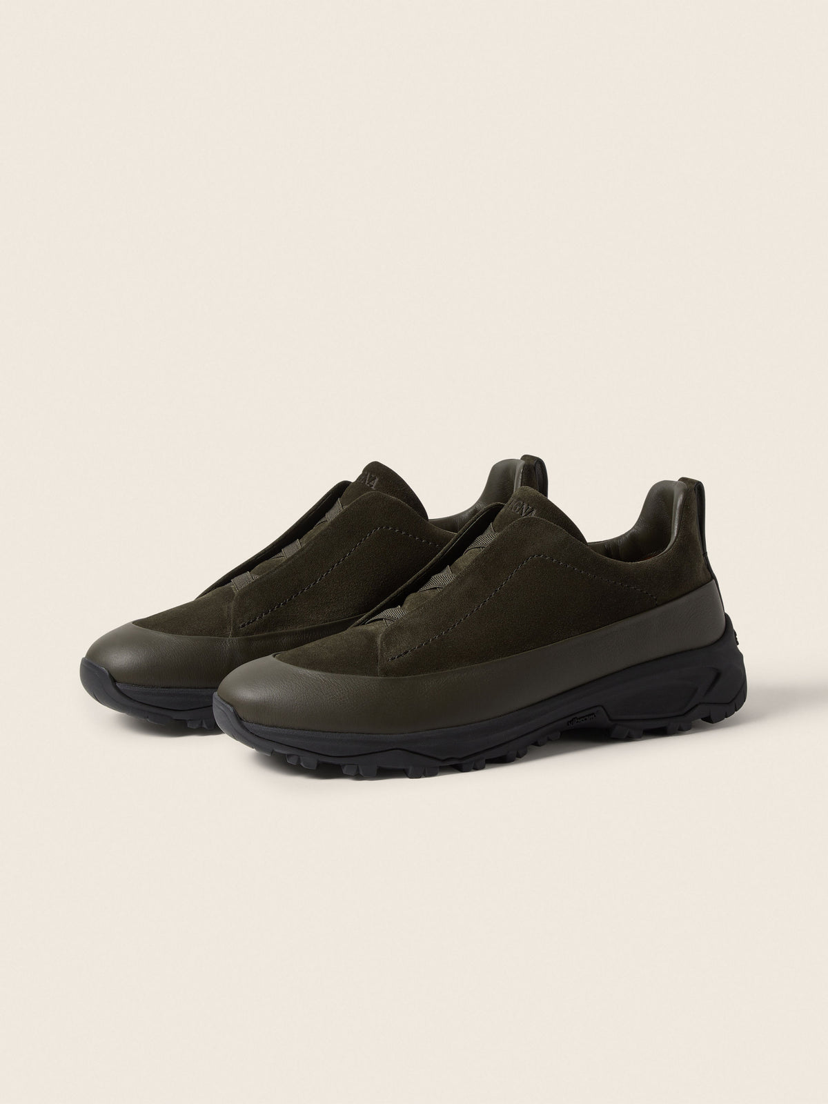 Zegna Triple Stitch Monte Sneaker Dark Olive Green