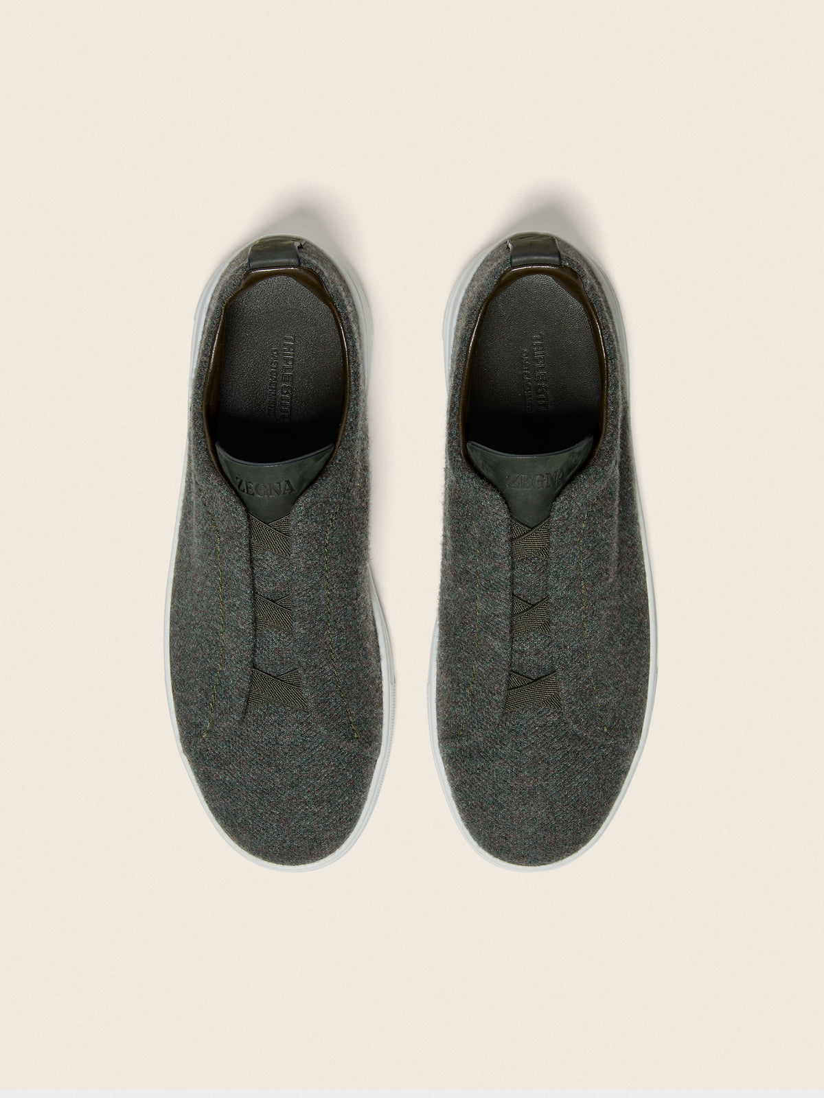 Zegna Triple Stitch Oasi Cashmere Sneaker Dark Green, view 3