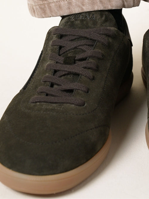 Zegna 232 Sneaker Dark Olive Green, view 2