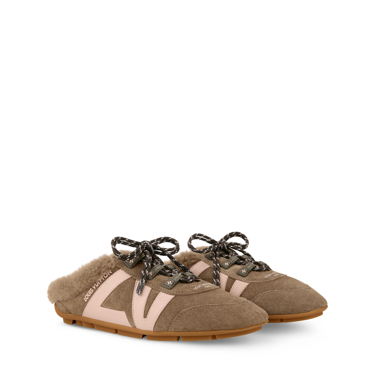 LV Sneakerina Open Back Taupe Brown Front