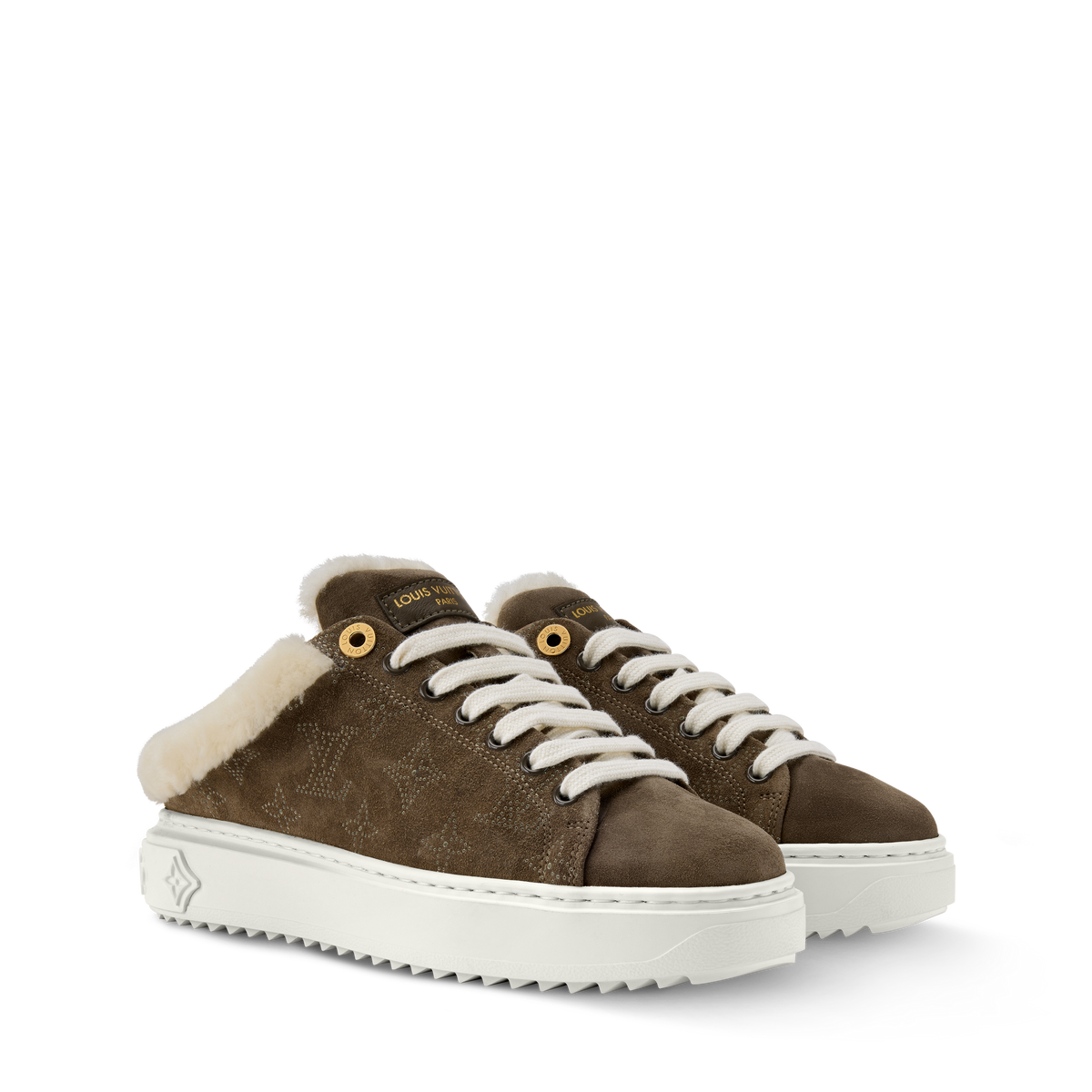 Time Out Open Back Sneaker Taupe Brown Front view