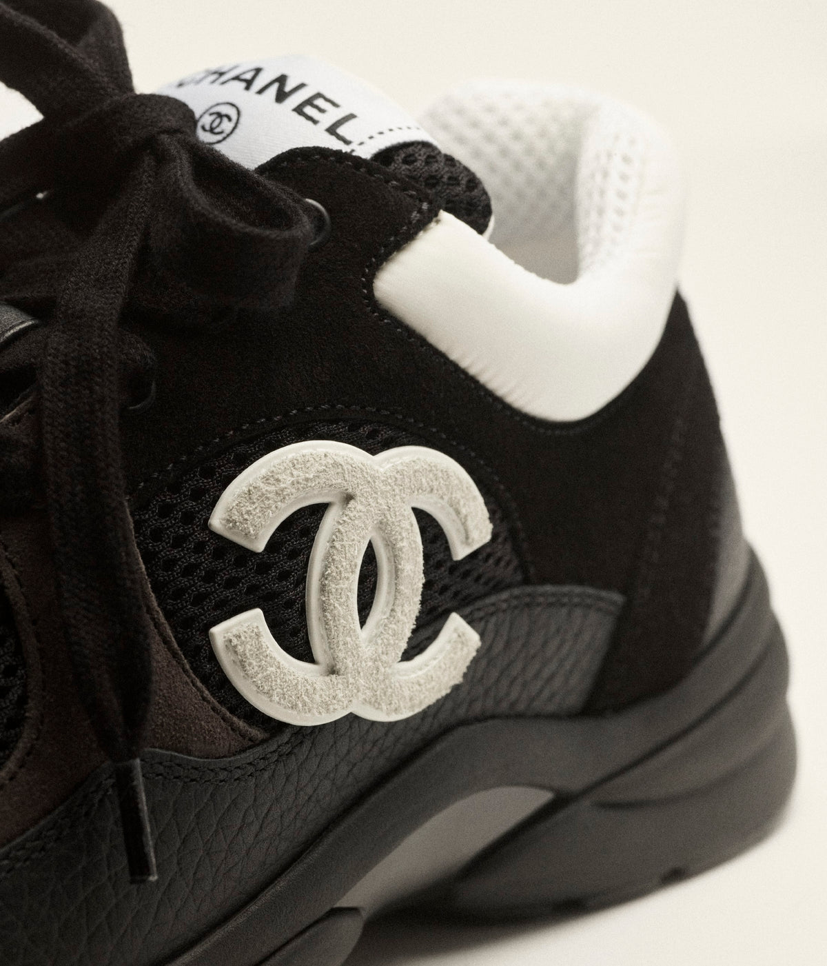 Chanel Black White Mesh Sneakers