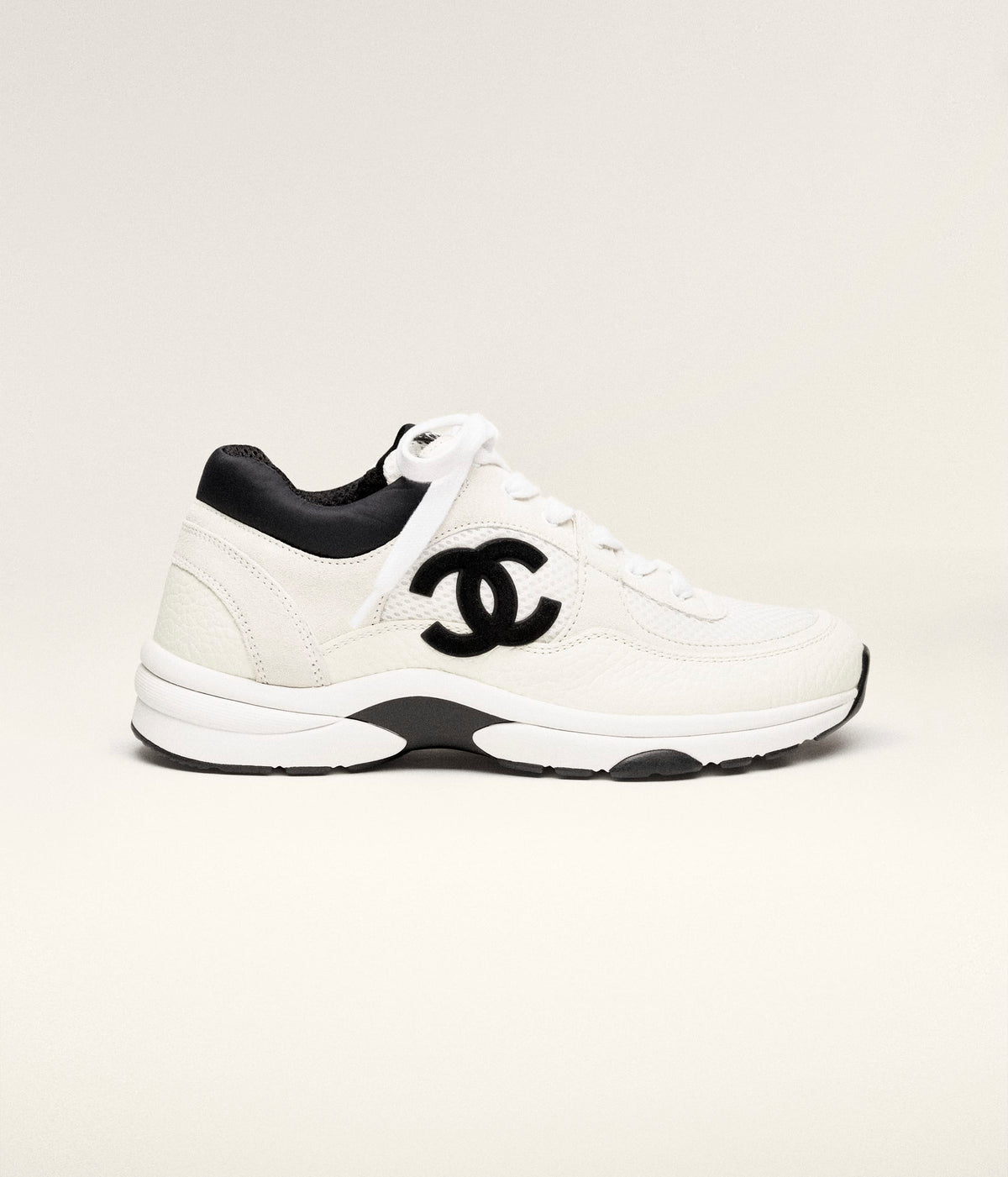 Chanel White Black Mesh Sneakers