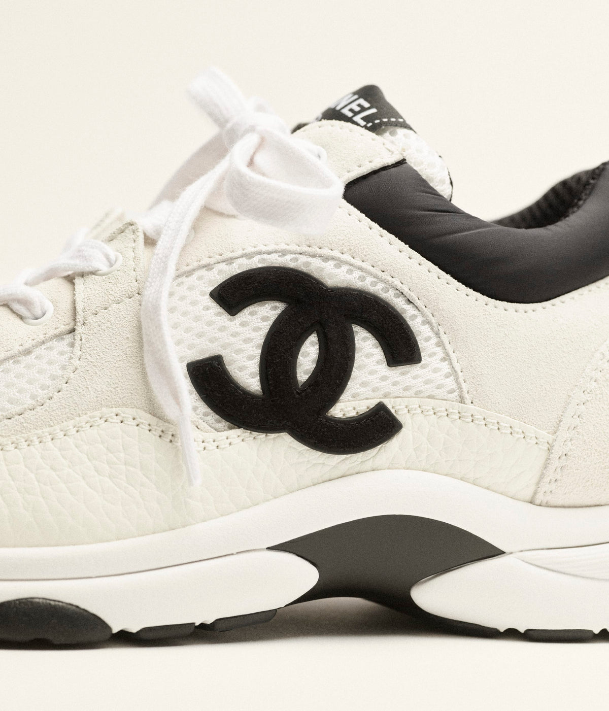 Chanel White Black Mesh Sneakers