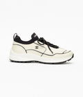 Chanel Ivory Black Calfskin and Mixed Fibers Sneakers