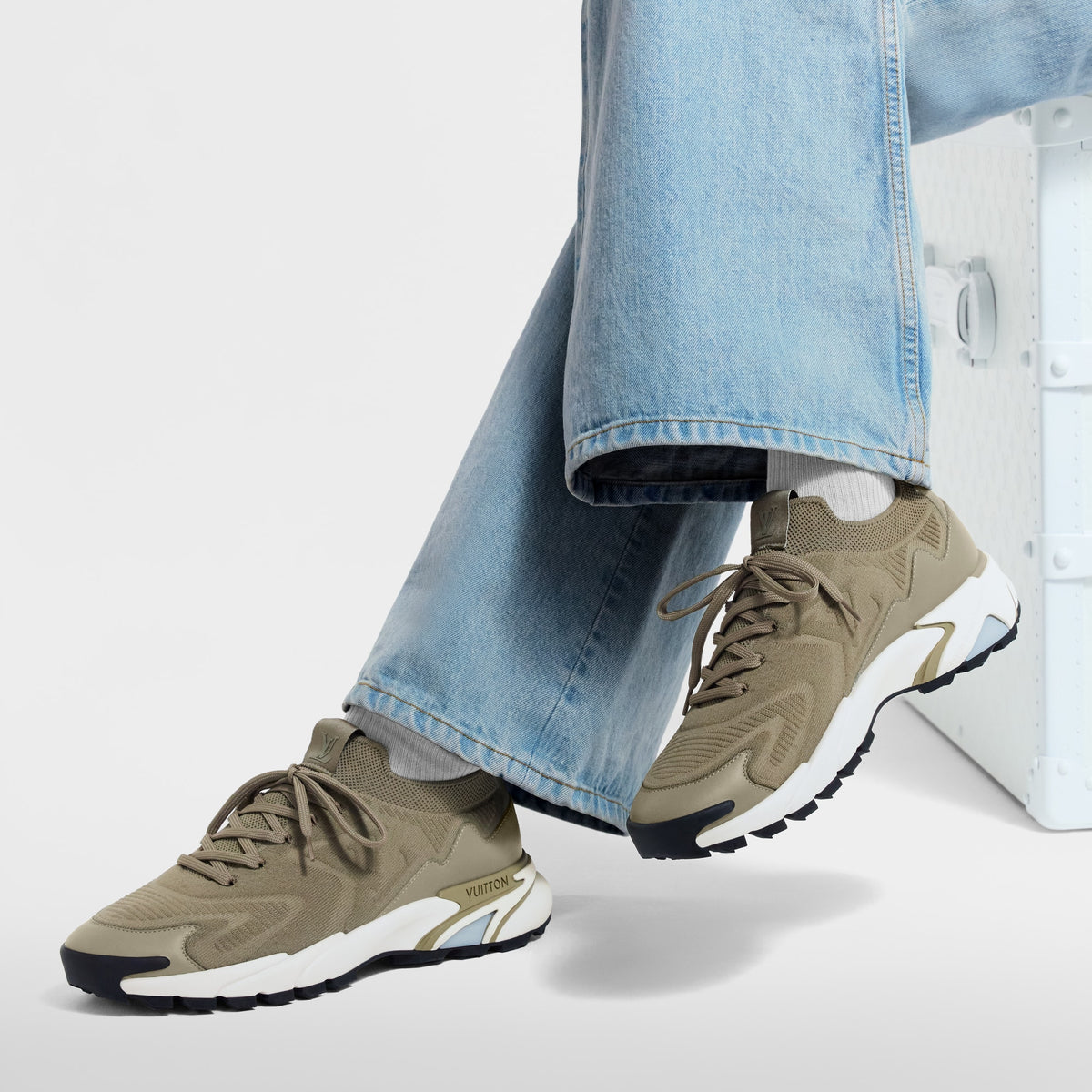 LV Tatic Knit Sneaker Kaki worn