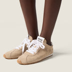 Miu Miu Plume Desert Beige Suede Sneakers