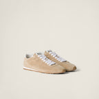 Miu Miu Plume Desert Beige Suede Sneakers