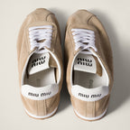 Miu Miu Plume Desert Beige Suede Sneakers