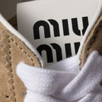 Miu Miu Plume Desert Beige Suede Sneakers