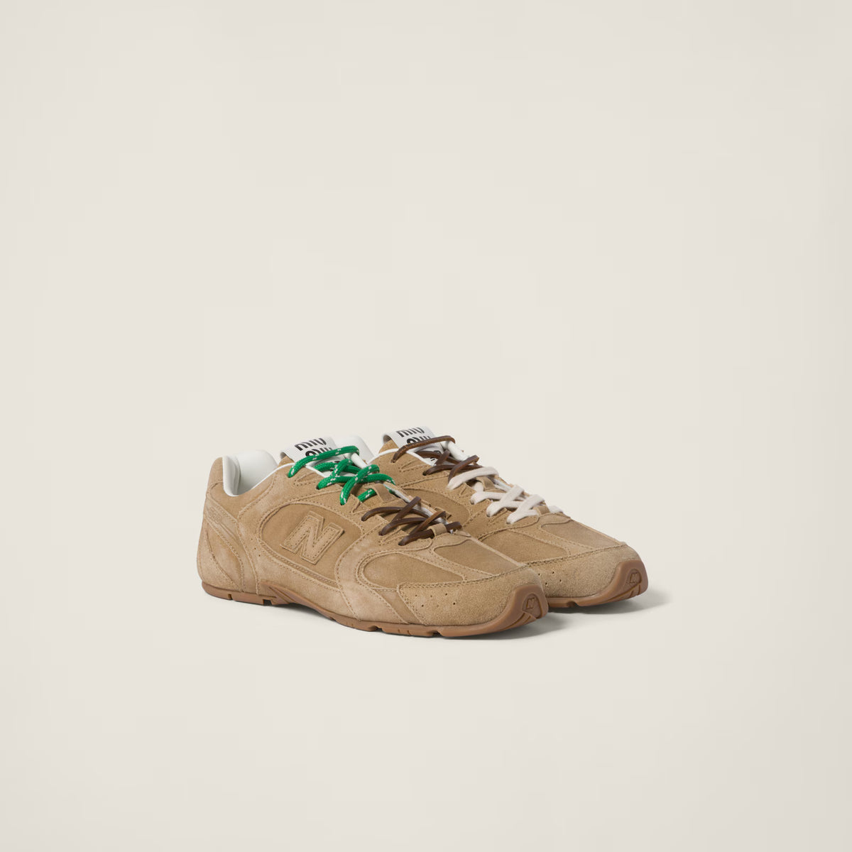 New Balance x Miu Miu 530 SL Ecru Suede Sneakers