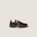 Miu Miu Bubble Dark Brown Technical Fabric and Suede Sneakers