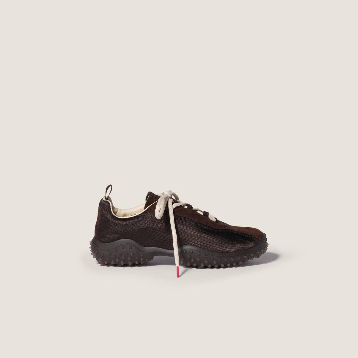Miu Miu Bubble Dark Brown Technical Fabric and Suede Sneakers