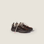 Miu Miu Bubble Dark Brown Technical Fabric and Suede Sneakers