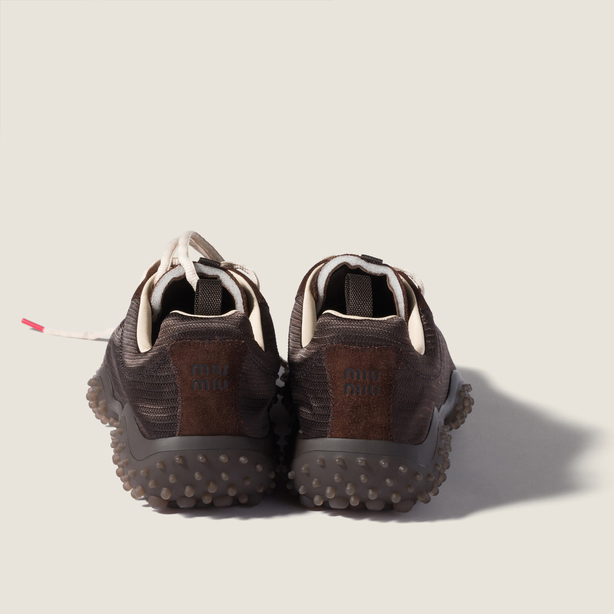 Miu Miu Bubble Dark Brown Technical Fabric and Suede Sneakers
