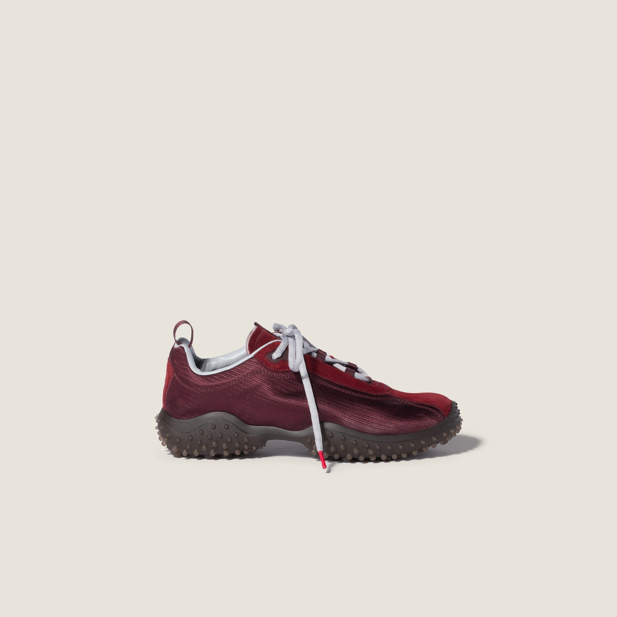 Miu Miu Bubble Burgundy Technical Fabric and Suede Sneakers